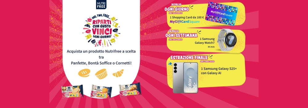 Concorso Nutrifree Riparti con Gusto - Vinci Samsung Galaxy e buoni spesa 100 euro