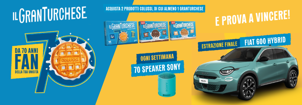 banner del concorso Colussi Gran turchese: da 70 anni della tua unicità