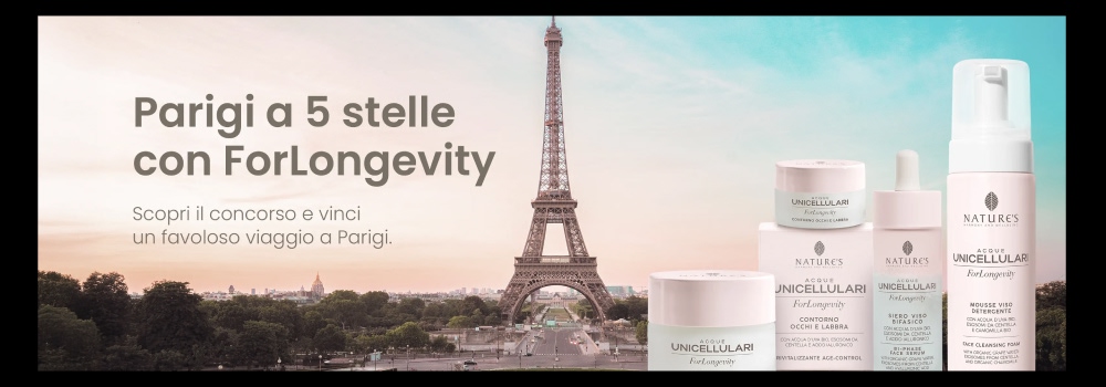 Concorso Nature's ForLongevity - Vinci viaggio Parigi con cena Torre Eiffel