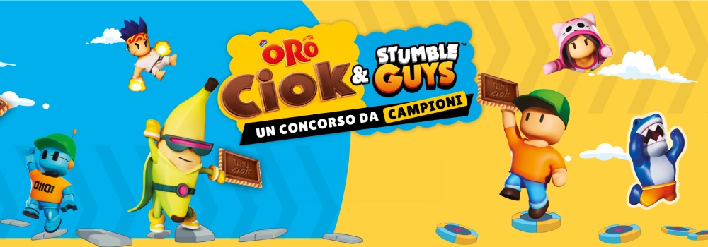 Concorso Oro Ciok e Stumble Guys 2025: vinci 1000 action figure Mr Stumble, Darkpeel Prime, Negaton Smashgloves e 100 skin digitali Italian Chef