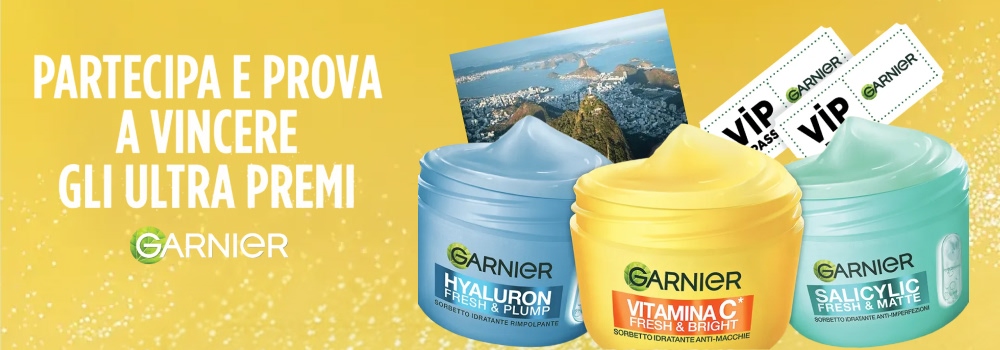 Tre Creme Sorbetto Garnier – Vitamina C, Salicylic e Hyaluron – protagoniste del giveaway garnier 2026