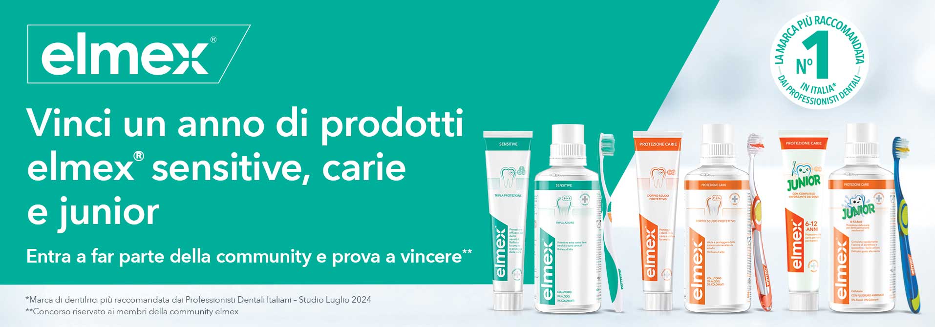 Vinci la Protezione elmex®: scorta di prodotti per la famiglia e risparmio garantito!